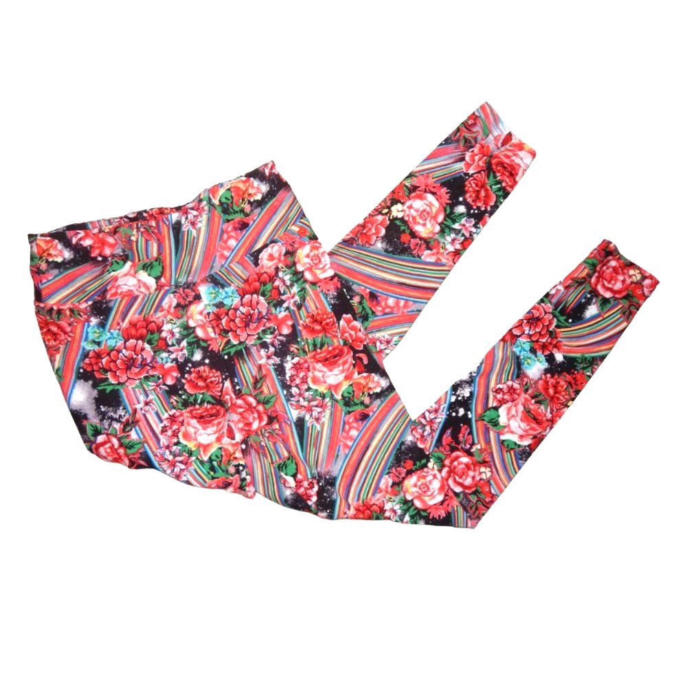 No Boundaries women’s juniors medium 7/9 red floral abstract print leggings
